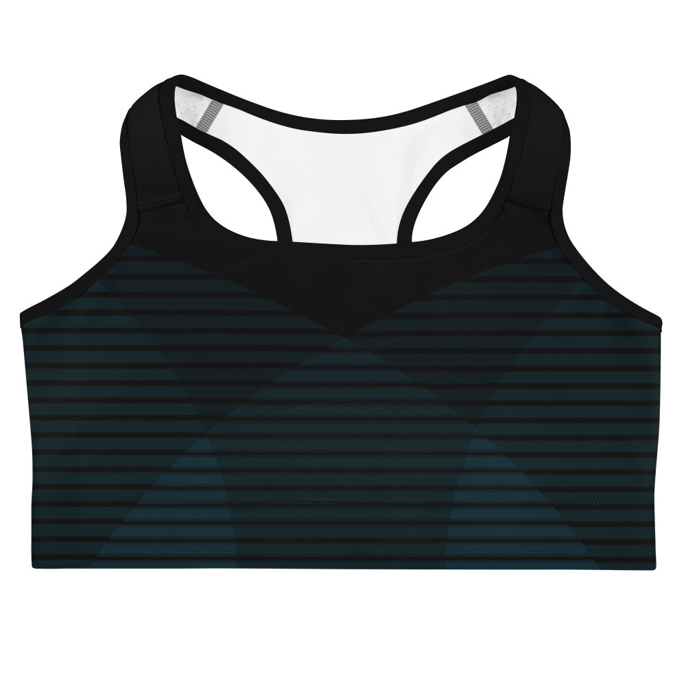 I AM WELL Women's Sports Bra Black Pattern w/ White Logo