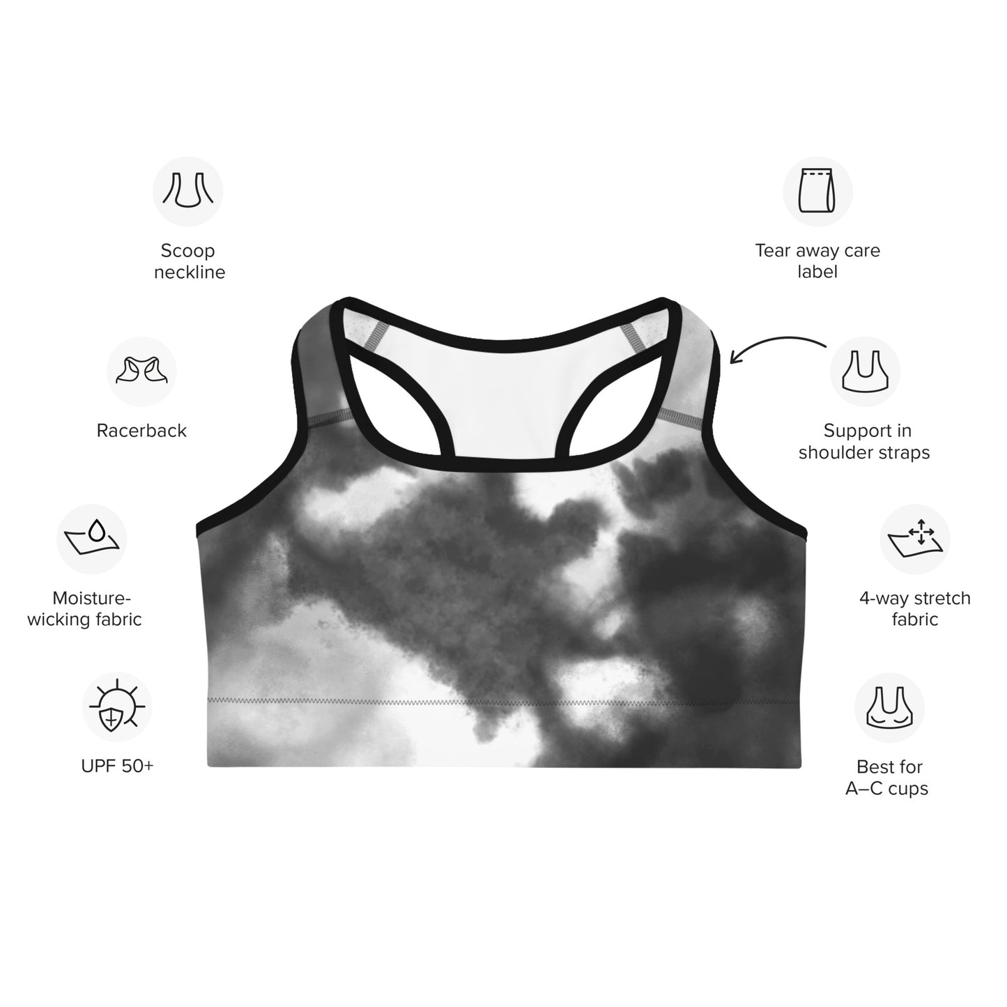 I AM WELL Women's Sports Bra Smoke w/ White Logo