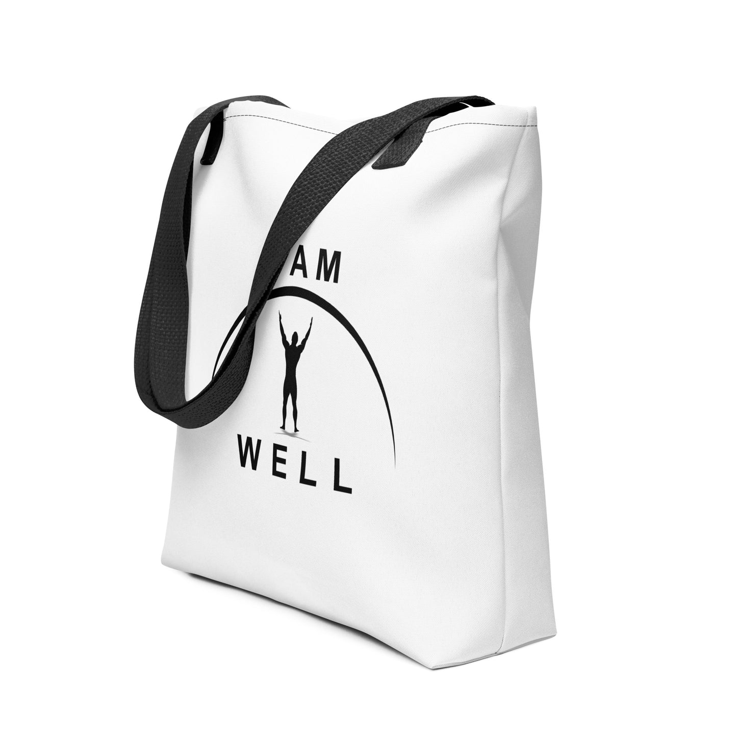 I AM WELL Men's Tote Bag White w/ Black Logo