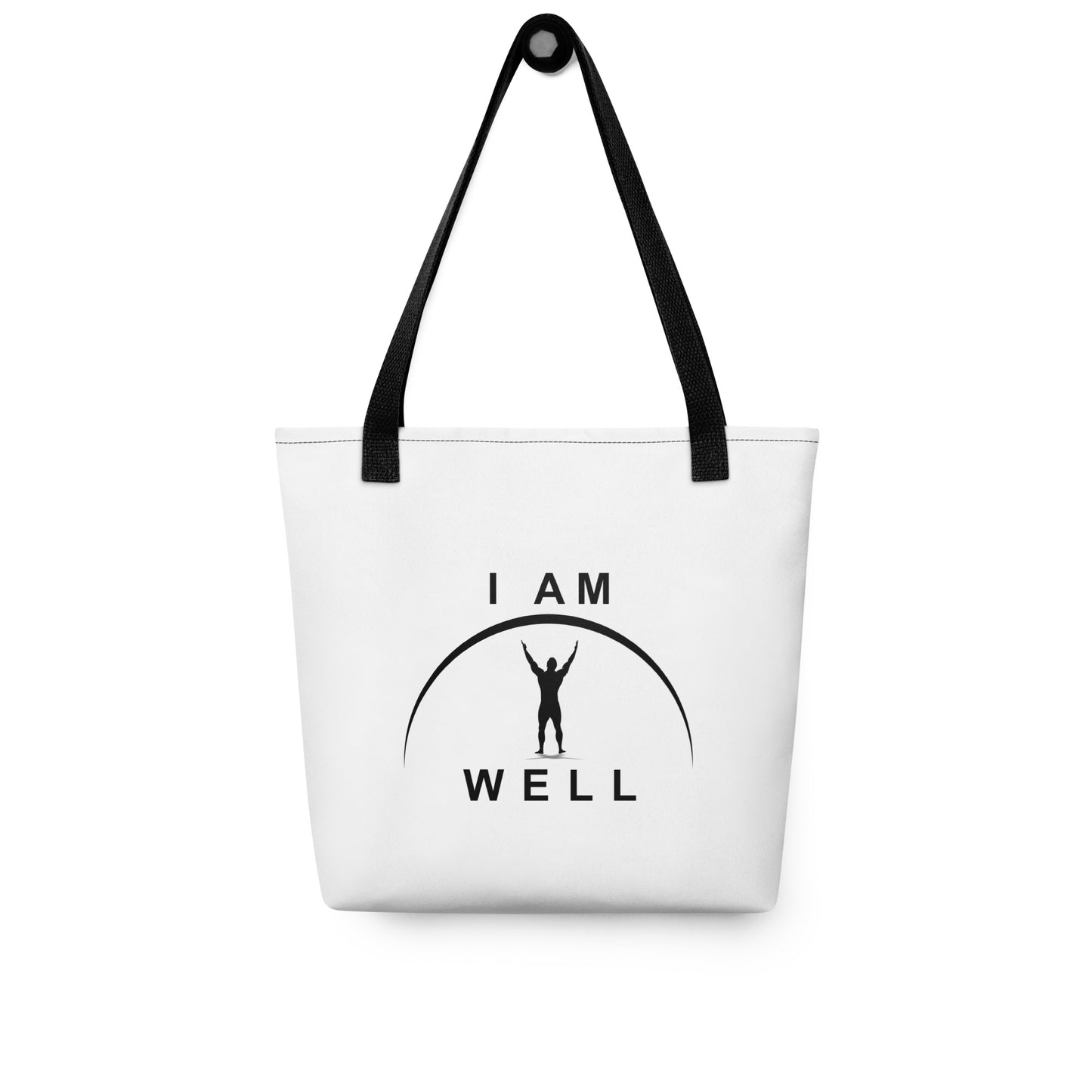 I AM WELL Men's Tote Bag White w/ Black Logo