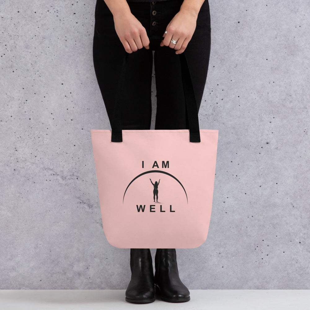 I AM WELL Women's Tote Bag Pink w/ Black Logo