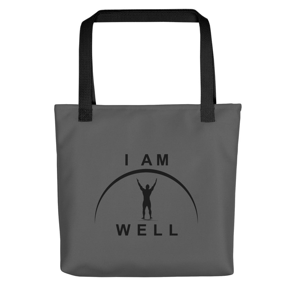 I AM WELL Men's Tote Bag Grey w/ Black Logo