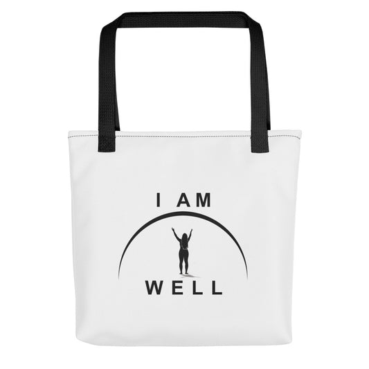 I AM WELL Women's Tote Bag White w/ Black Logo