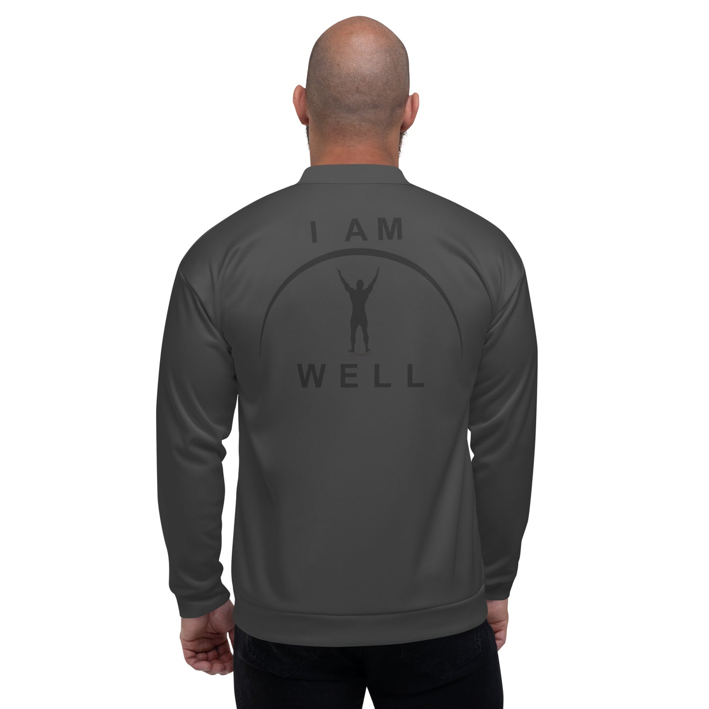 I AM WELL Men's Bomber Jacket - Dark Grey w/ Black Logo