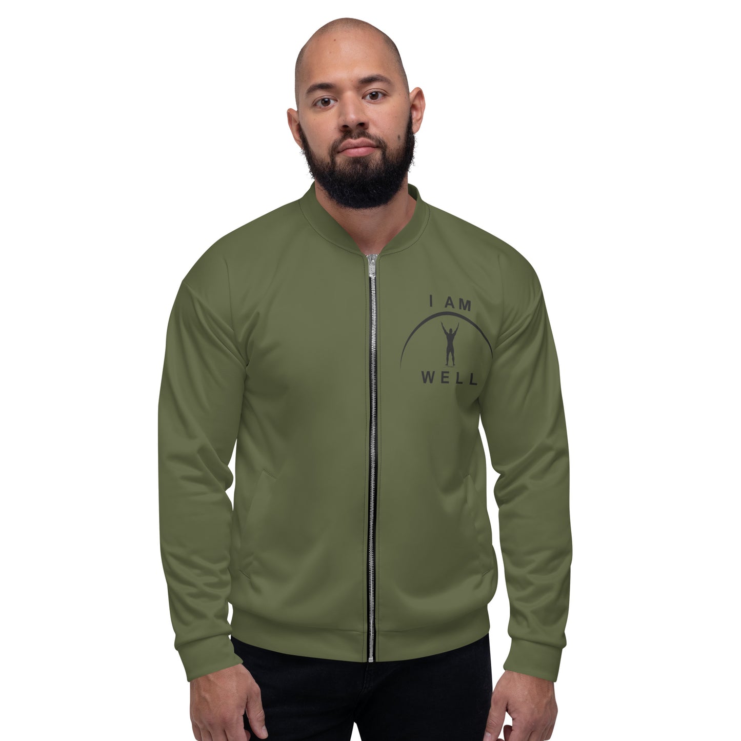 I AM WELL Men's Bomber Jacket - OD Green w/ Black Logo