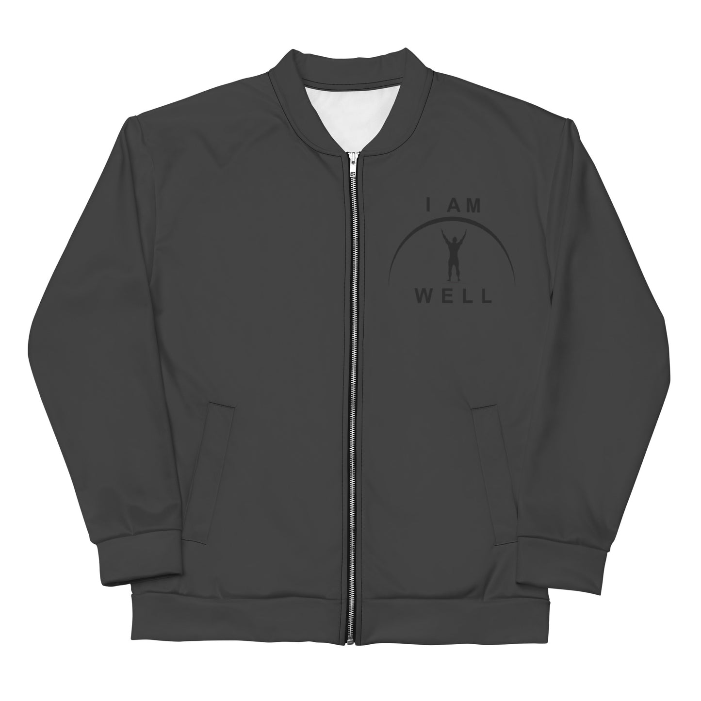 I AM WELL Men's Bomber Jacket - Dark Grey w/ Black Logo