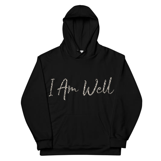 I AM WELL Women's Hoodie Black Zebra