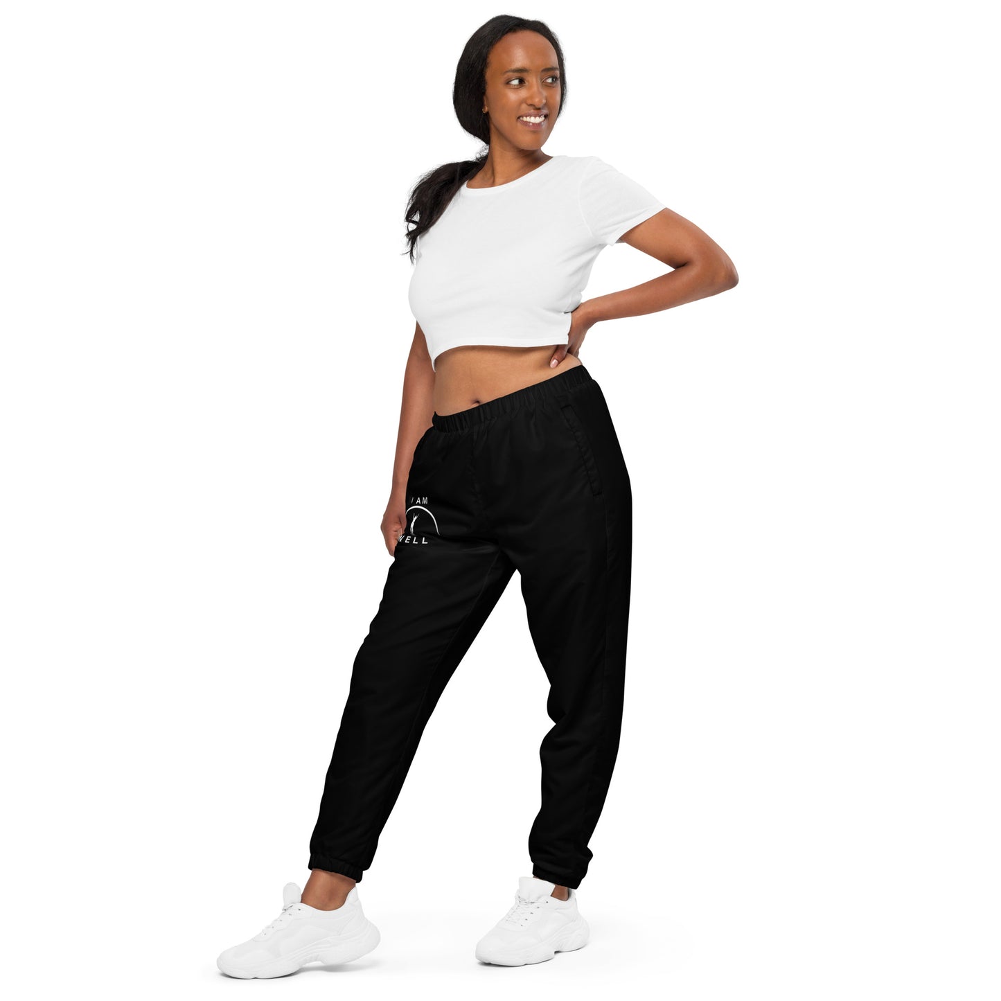 I AM WELL Women's Track Pants  Black w/ White Logo