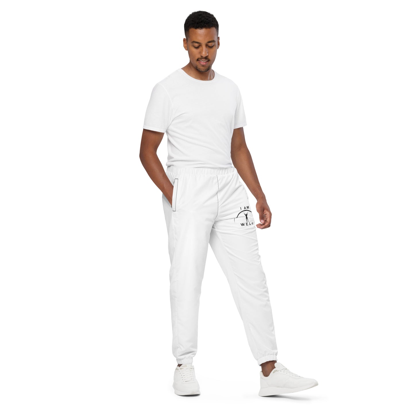 I AM WELL Men's Track Pants - White w/ Black Logo