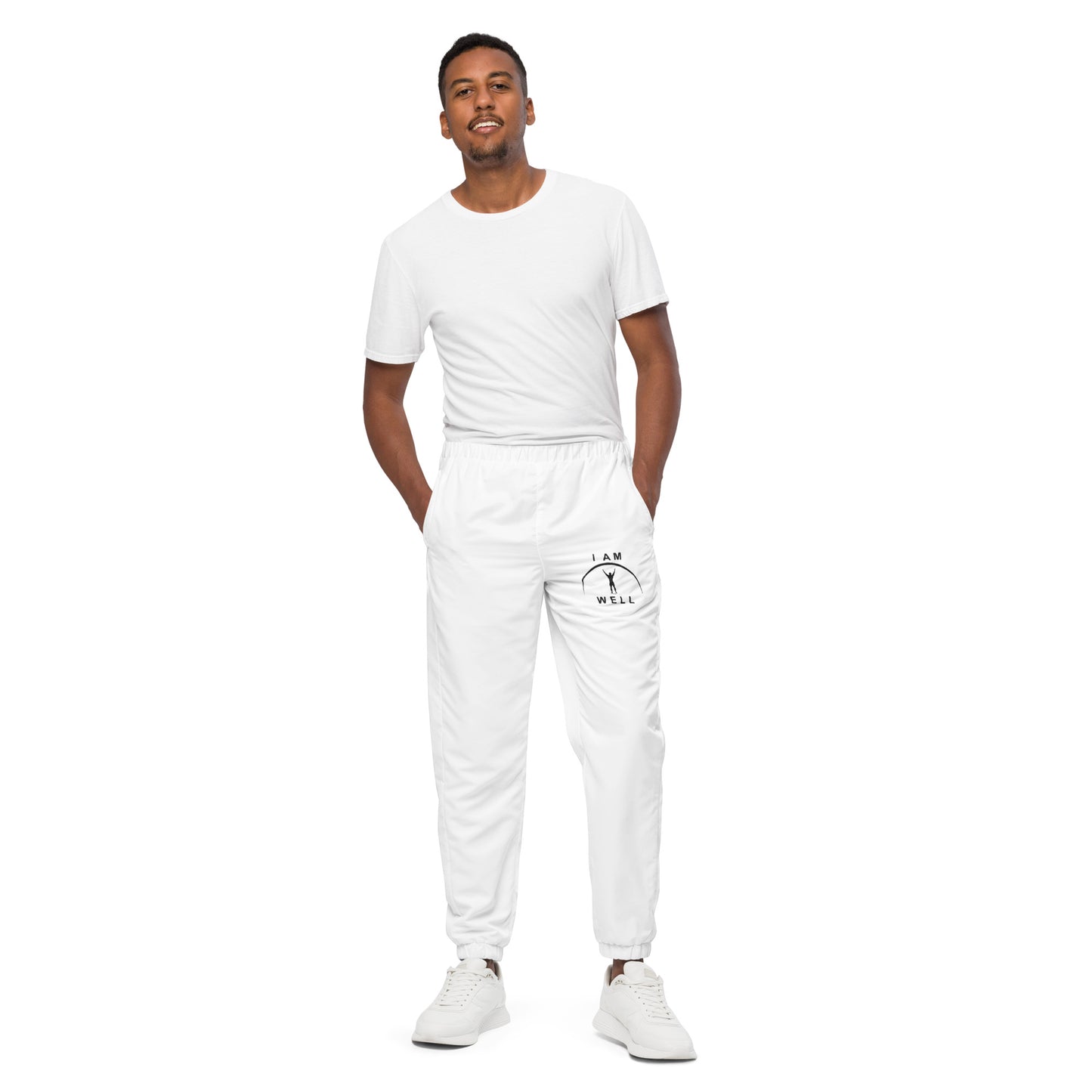 I AM WELL Men's Track Pants - White w/ Black Logo