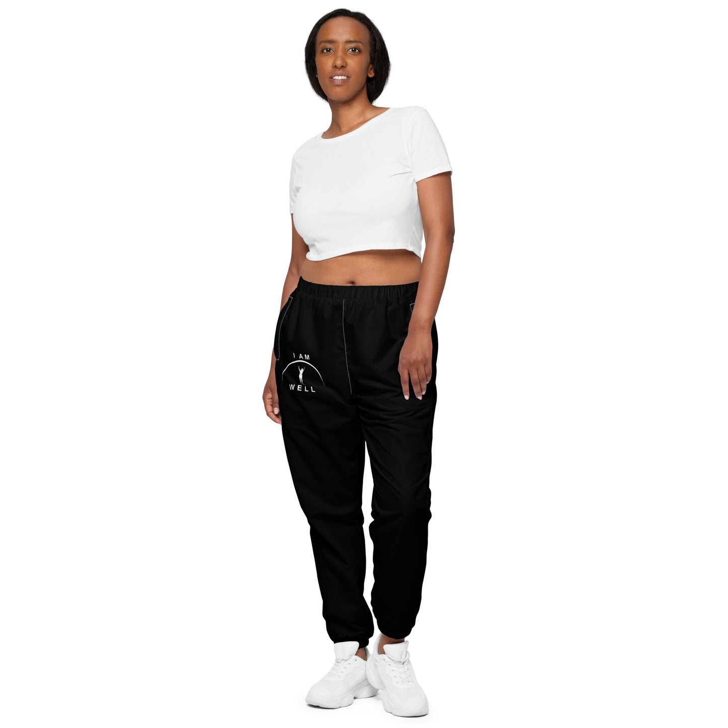 I AM WELL Women's Track Pants  Black w/ White Logo