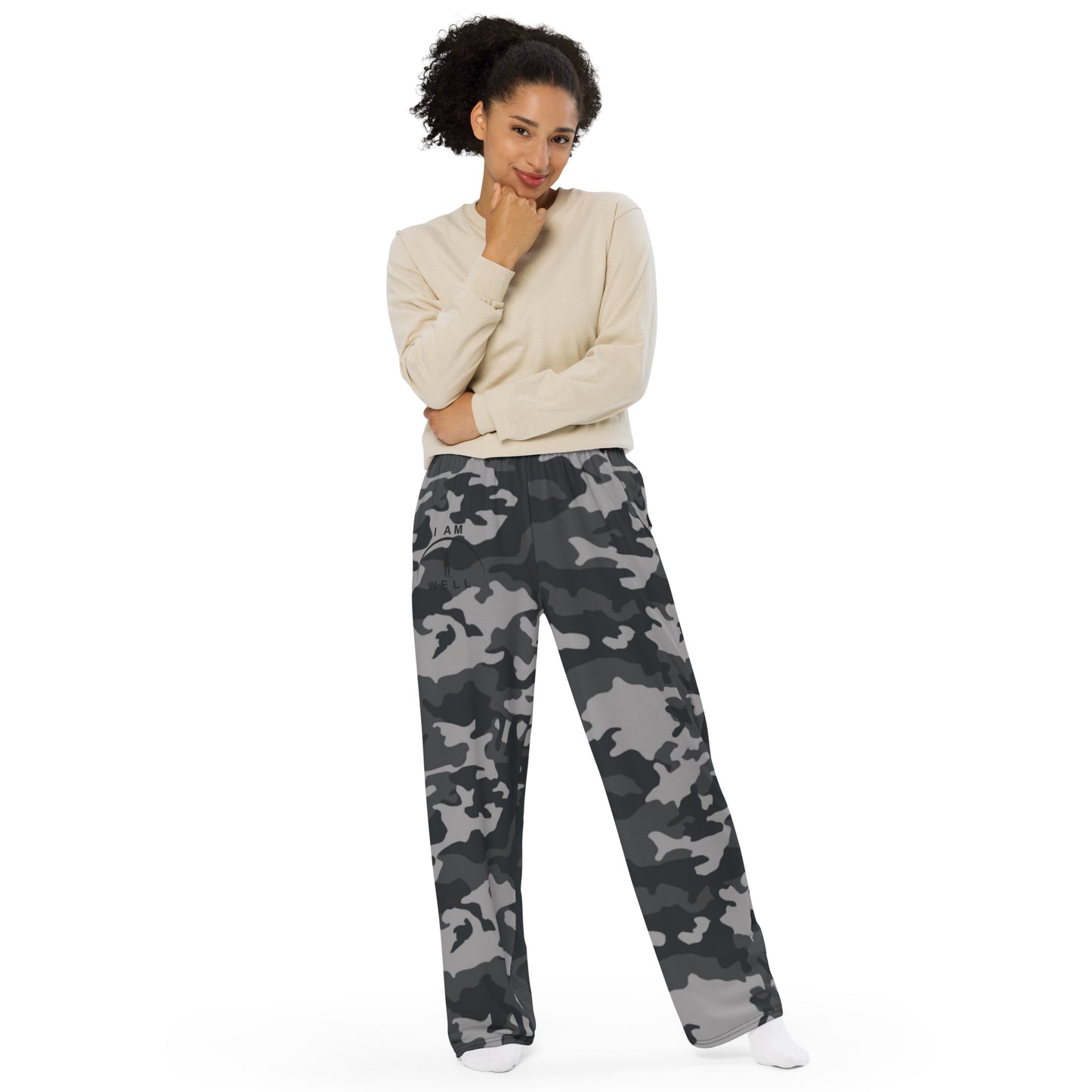 I AM WELL Women's Wide-leg Pants Urban Camo w/ Black Logo