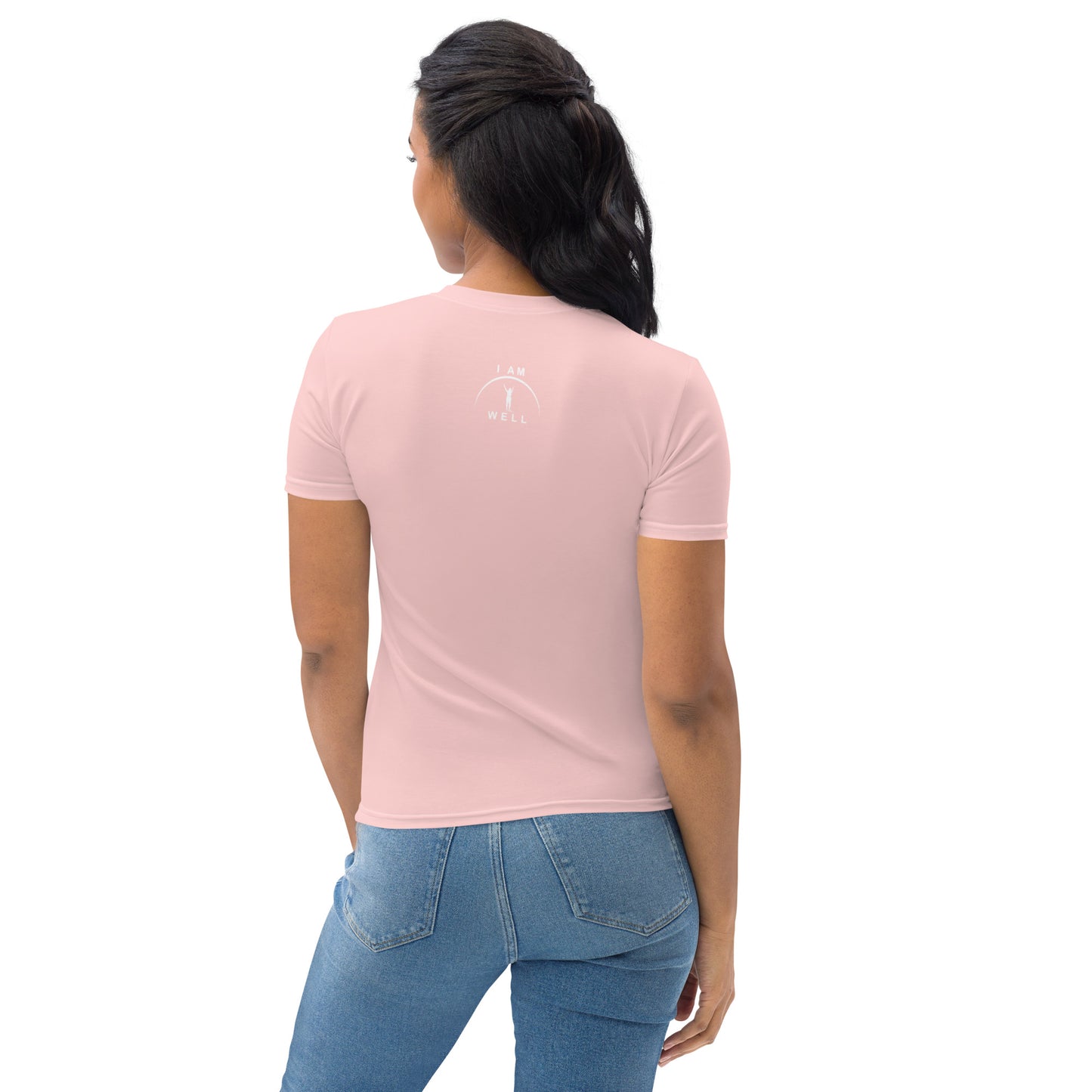 I AM WELL Women's Crew Neck T-Shirt Peach w/ White Logo