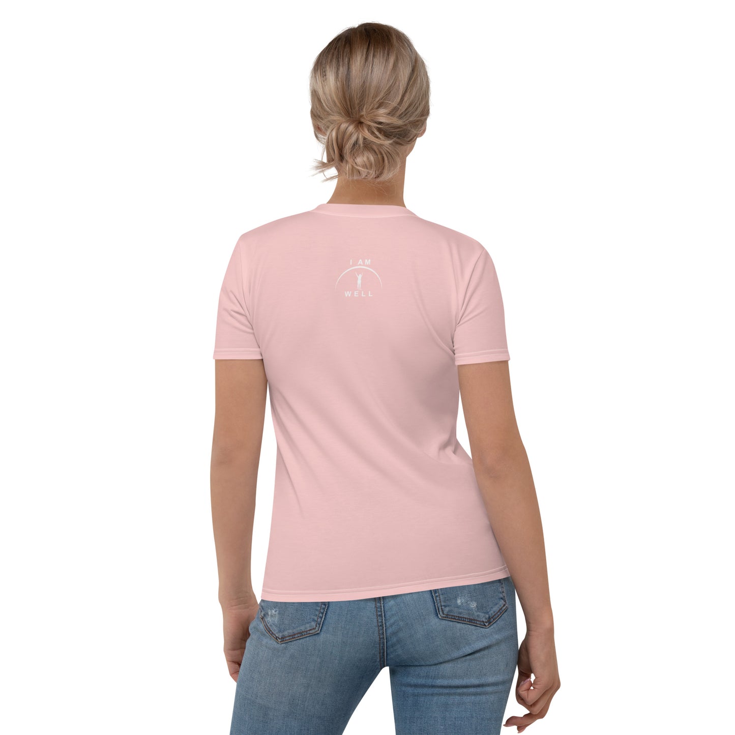 I AM WELL Women's Crew Neck T-Shirt Peach w/ White Logo