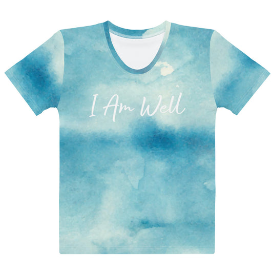 I AM WELL Women's Crew Neck T-Shirt Blue w/ White Logo