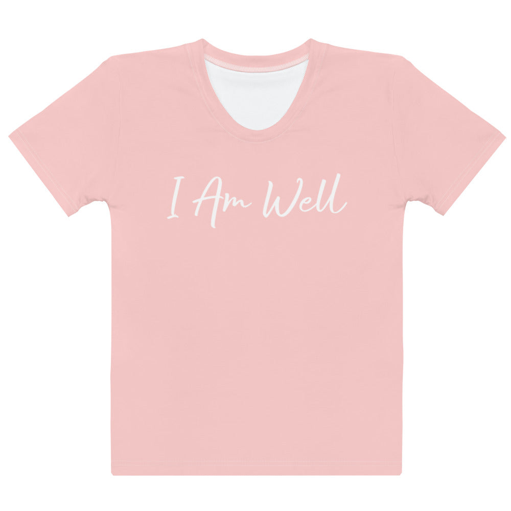 I AM WELL Women's Crew Neck T-Shirt Peach w/ White Logo