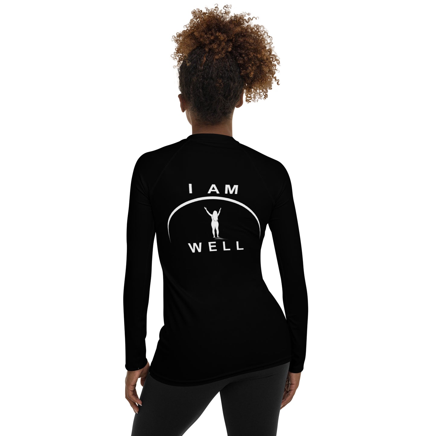 I AM WELL Women's Rash Guard  Black w/ White Logo