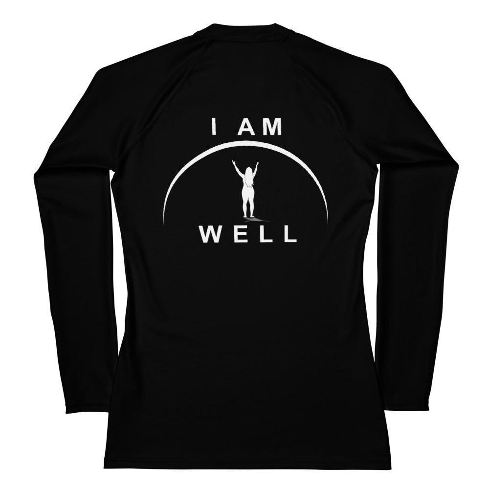 I AM WELL Women's Rash Guard  Black w/ White Logo