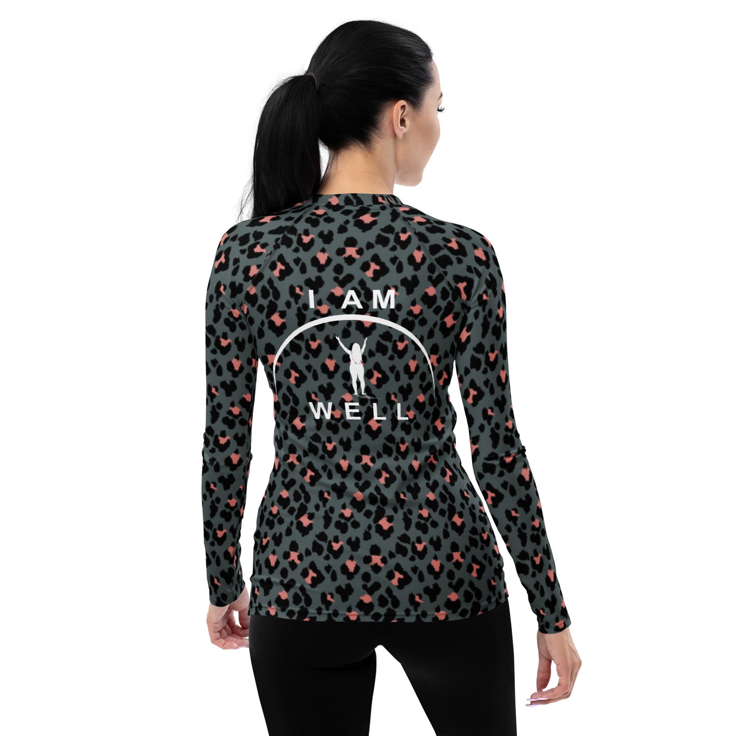 I AM WELL Women's Rash Guard Cheetah w/ White Logo