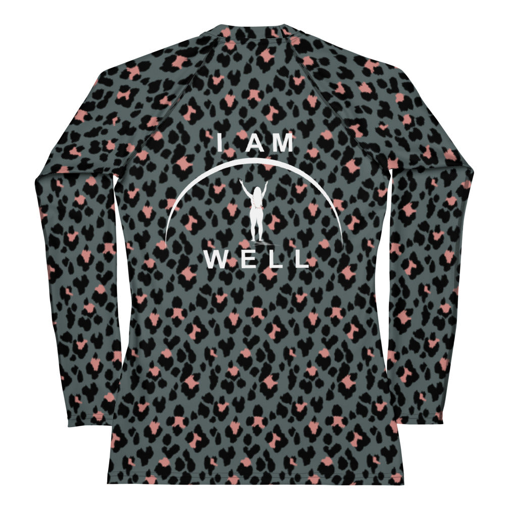 I AM WELL Women's Rash Guard Cheetah w/ White Logo