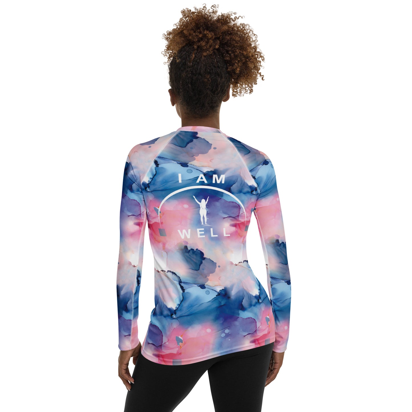 I AM WELL Women's Rash Guard Water Color w/ White Logo