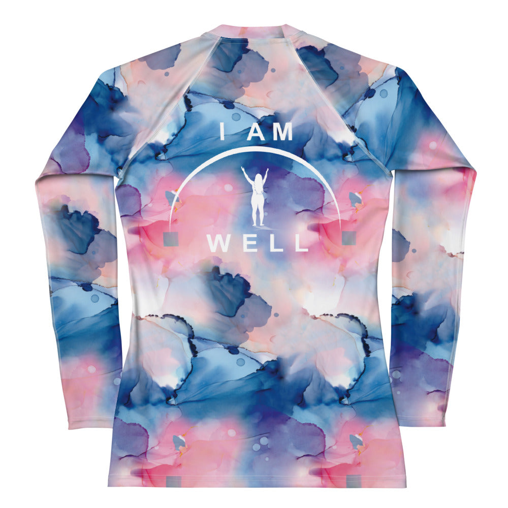 I AM WELL Women's Rash Guard Water Color w/ White Logo