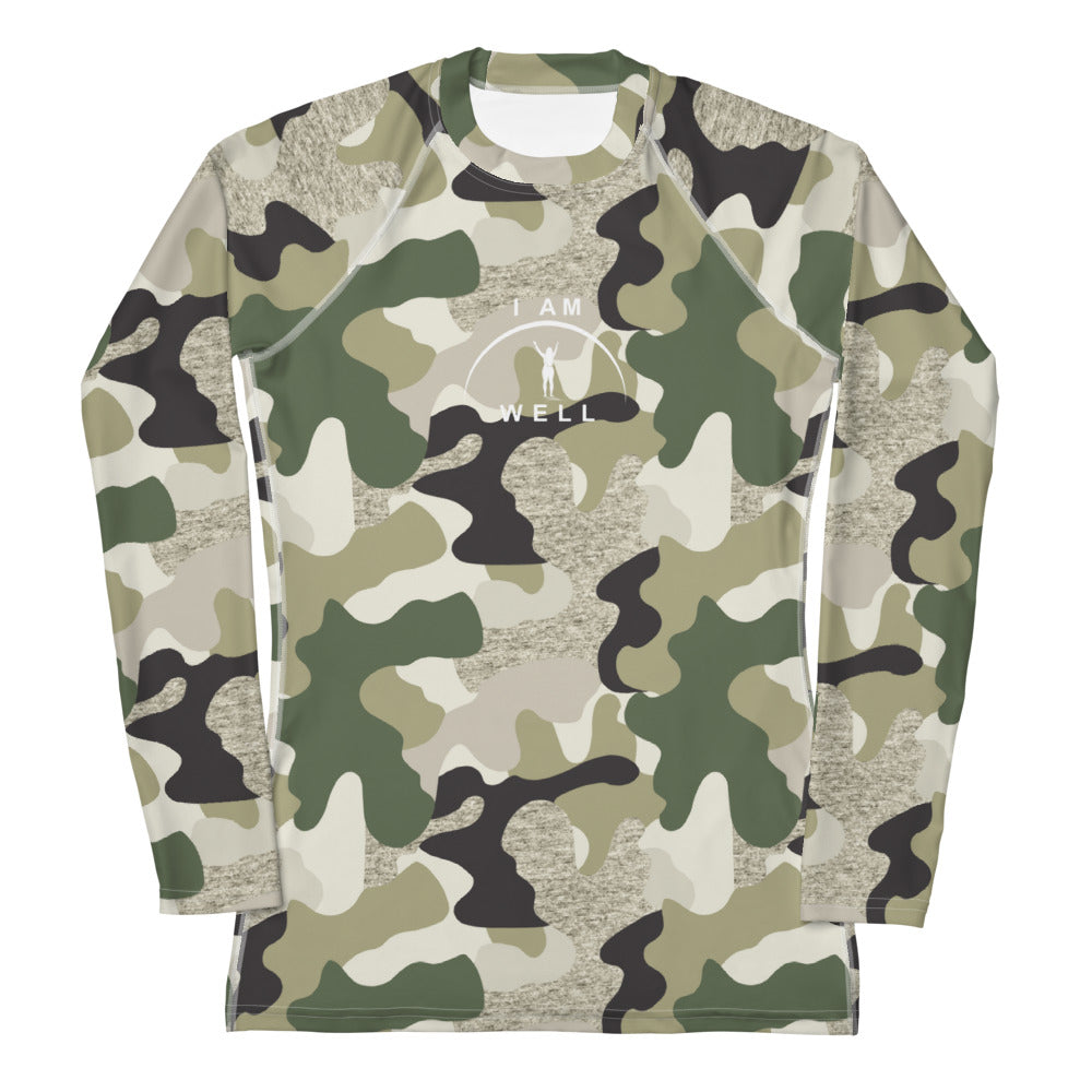 I AM WELL Women's Rash Guard  Camo w/ White Logo