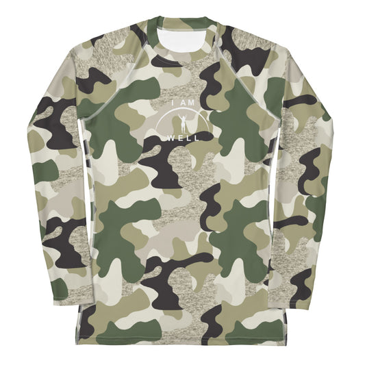 I AM WELL Women's Rash Guard  Camo w/ White Logo