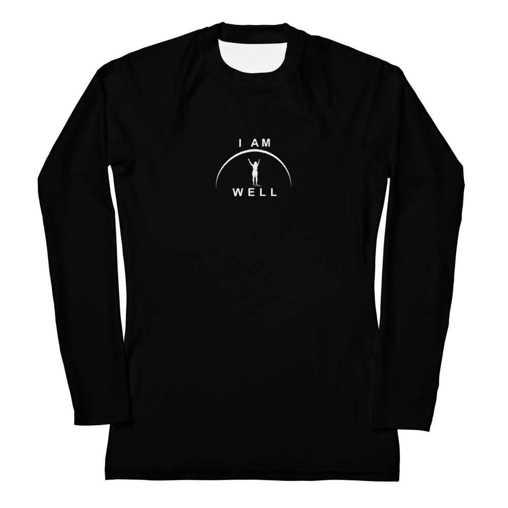 I AM WELL Women's Rash Guard  Black w/ White Logo