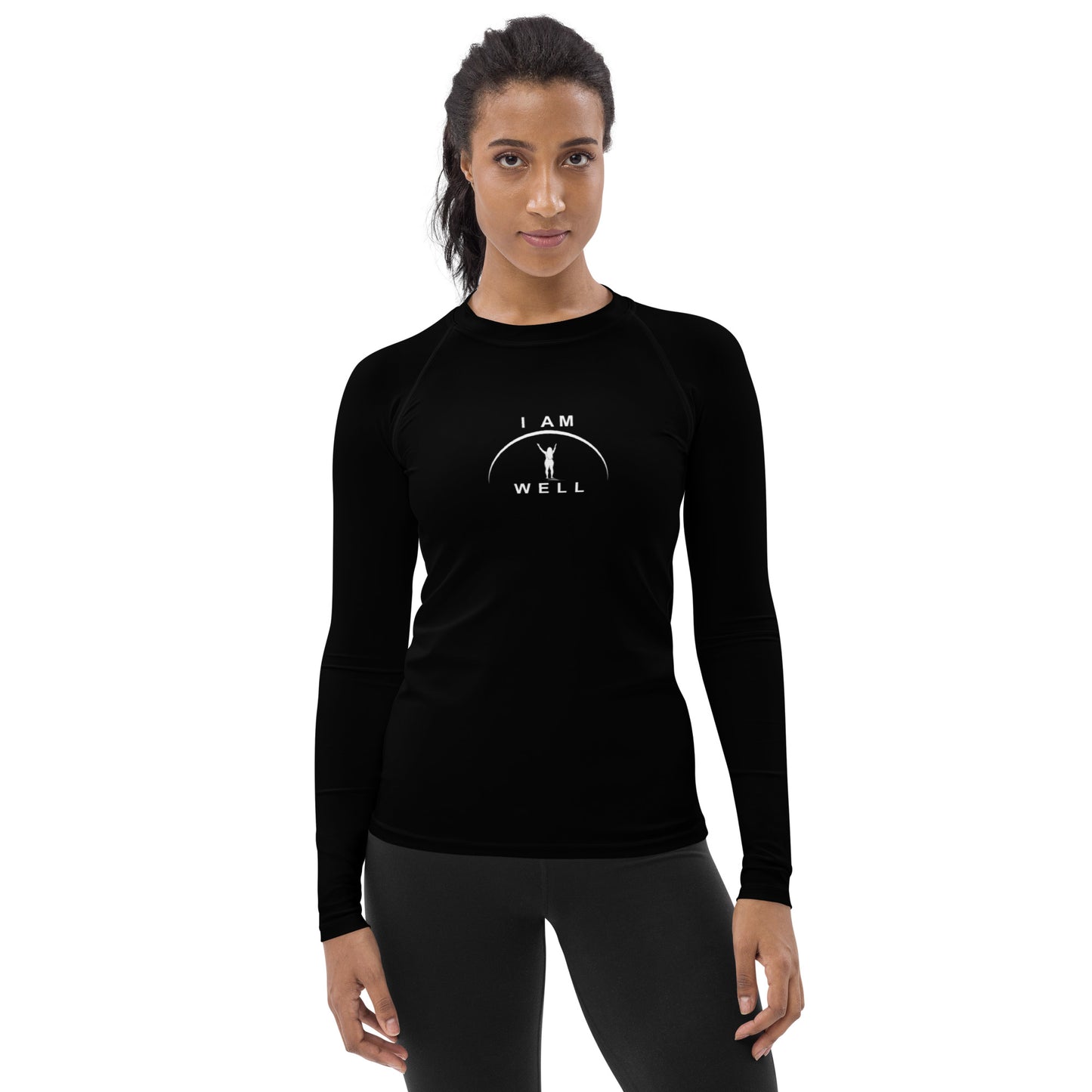 I AM WELL Women's Rash Guard  Black w/ White Logo