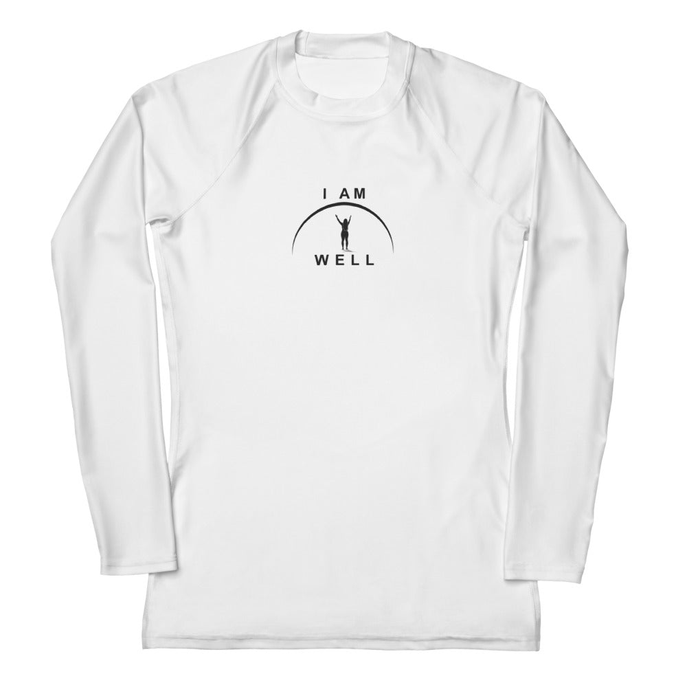 I AM WELL Women's Rash Guard  White w/ Black Logo