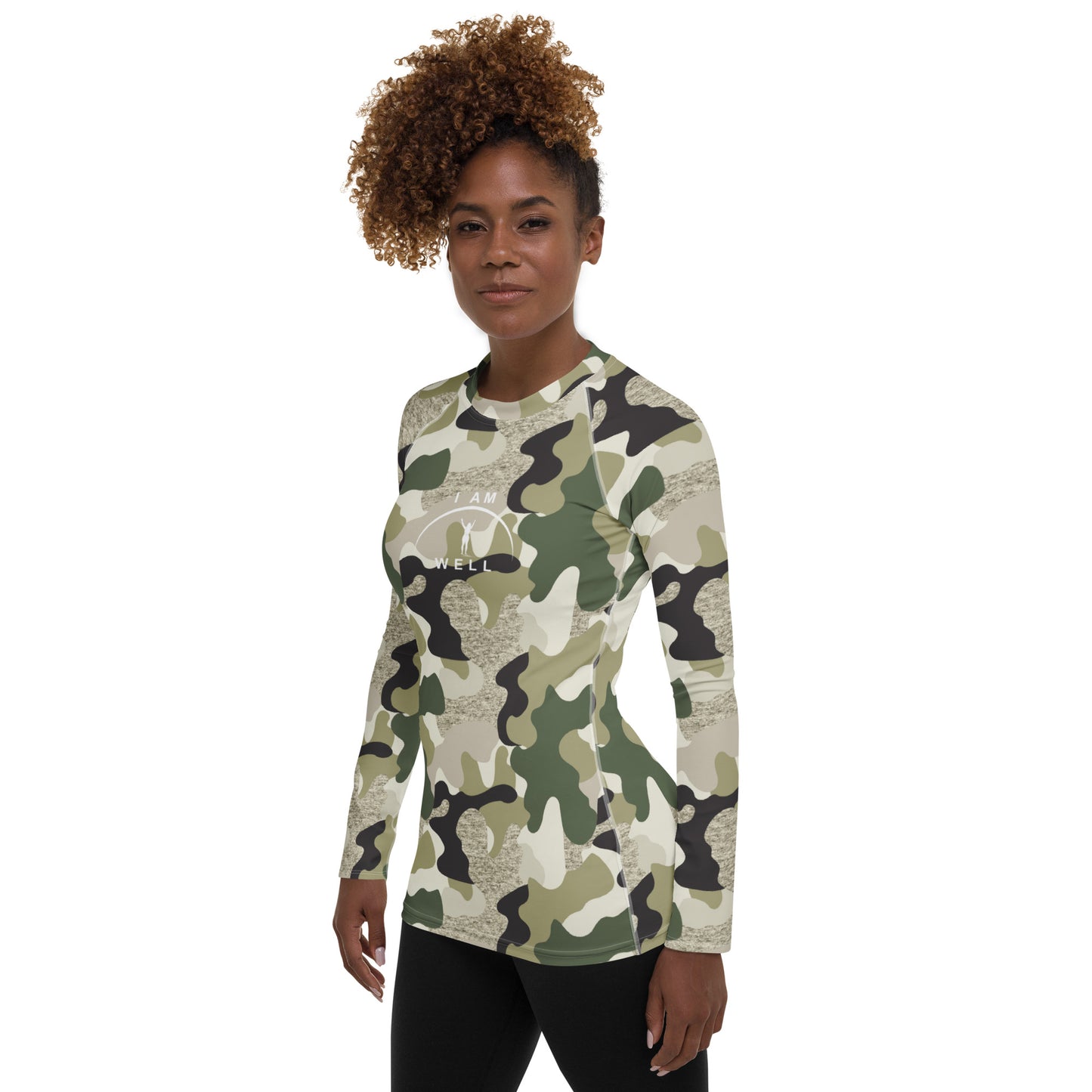 I AM WELL Women's Rash Guard  Camo w/ White Logo