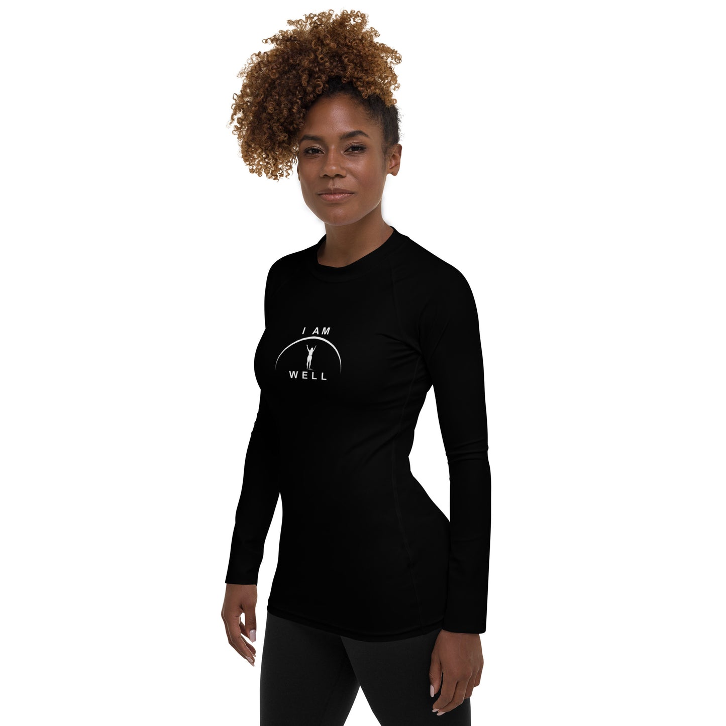 I AM WELL Women's Rash Guard  Black w/ White Logo