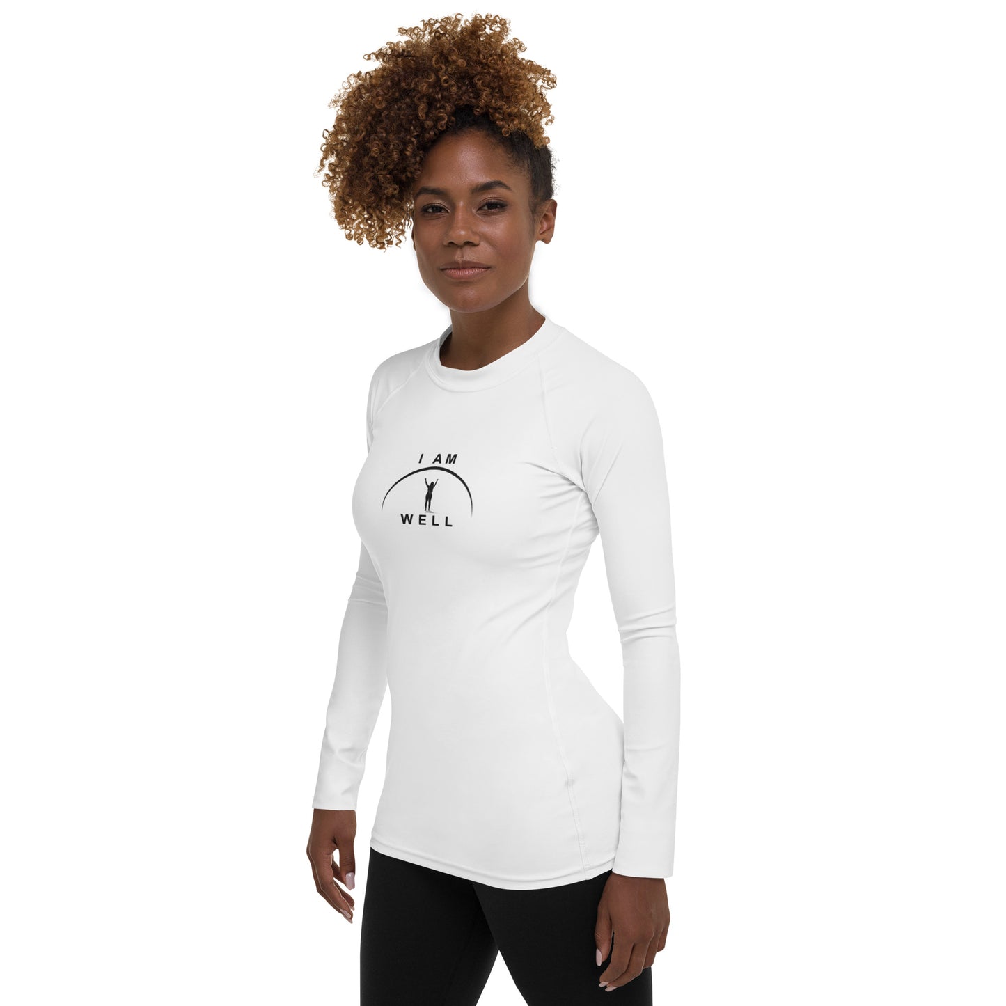 I AM WELL Women's Rash Guard  White w/ Black Logo