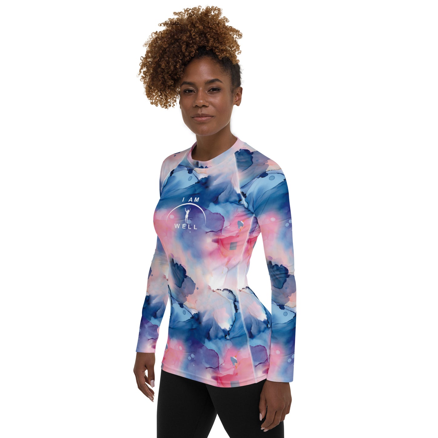 I AM WELL Women's Rash Guard Water Color w/ White Logo