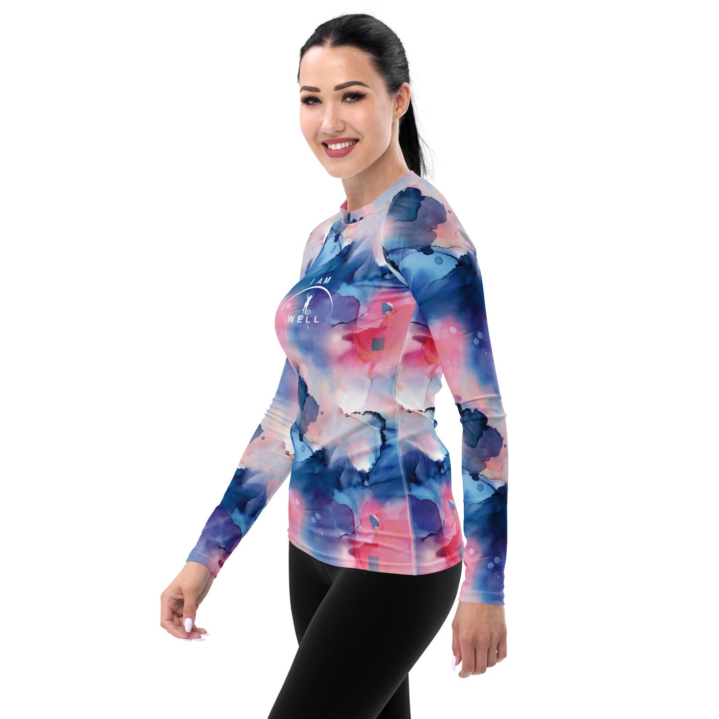 I AM WELL Women's Rash Guard Water Color w/ White Logo