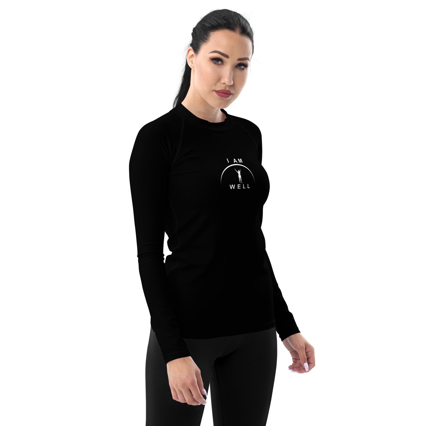 I AM WELL Women's Rash Guard  Black w/ White Logo