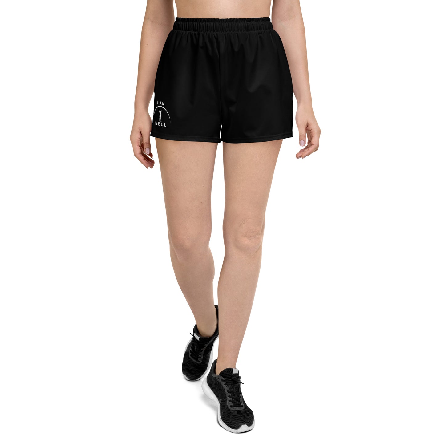 I AM WELL Women’s Black Athletic Shorts w/ White Logo