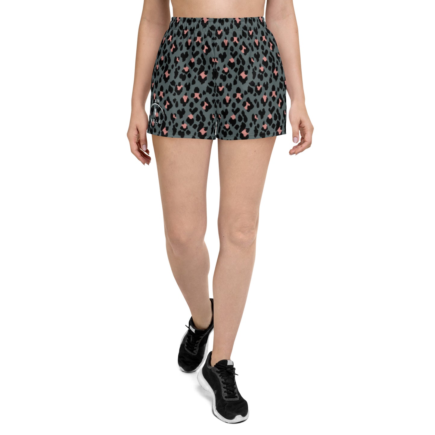 I AM WELL Women’s Cheetah Athletic Shorts w/ White Logo