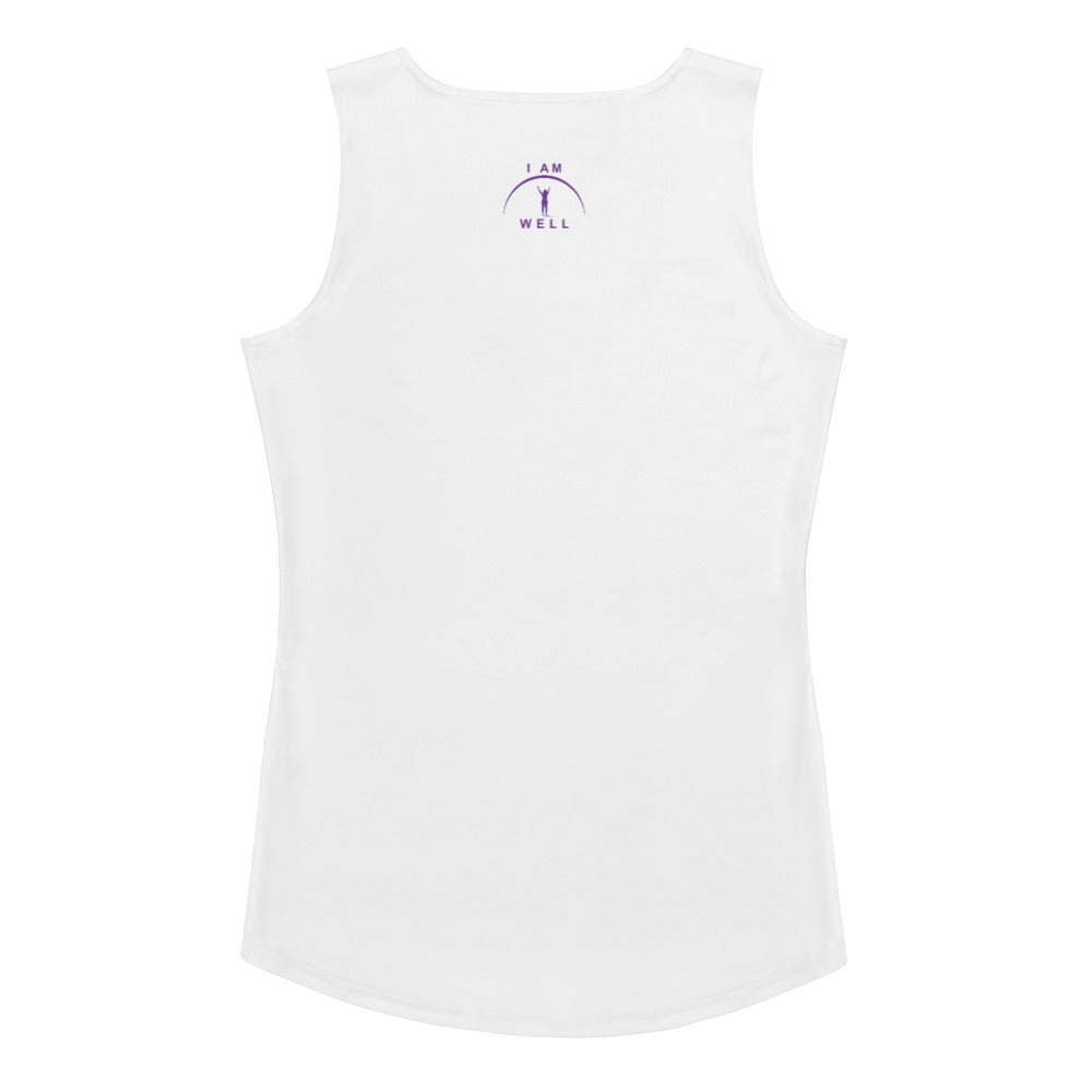 I AM WELL Women's White Tank Top w/ Purple Logo