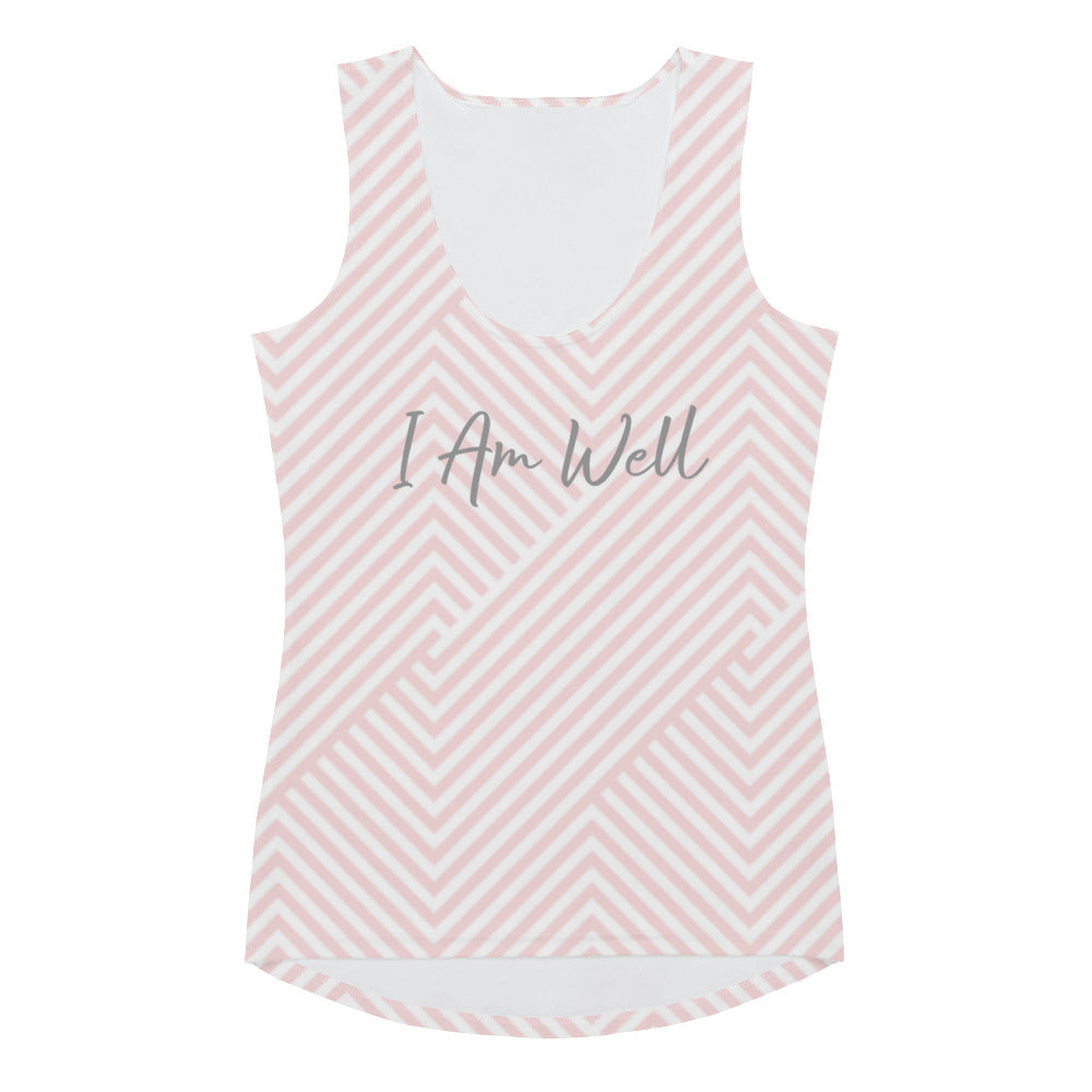 I AM WELL Women's Pink Tank Top w/ Grey Logo