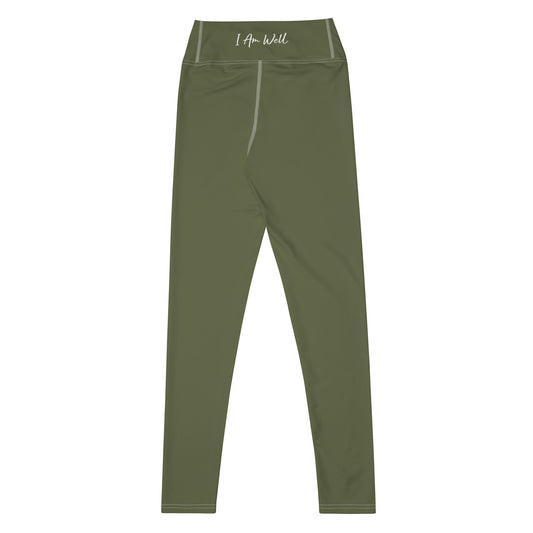 I AM WELL Women's Leggings Green w/ White Script on Back