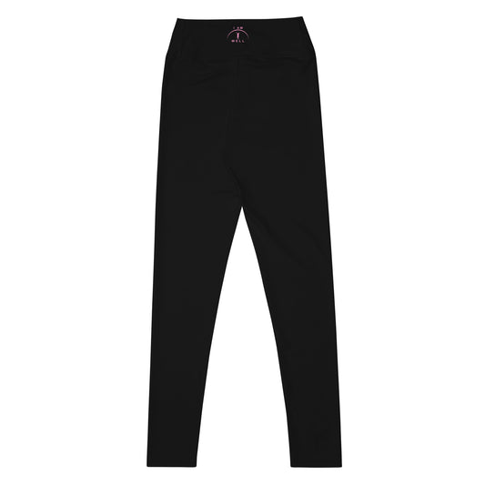 I AM WELL Women's Leggings Black w/ Pink Logo