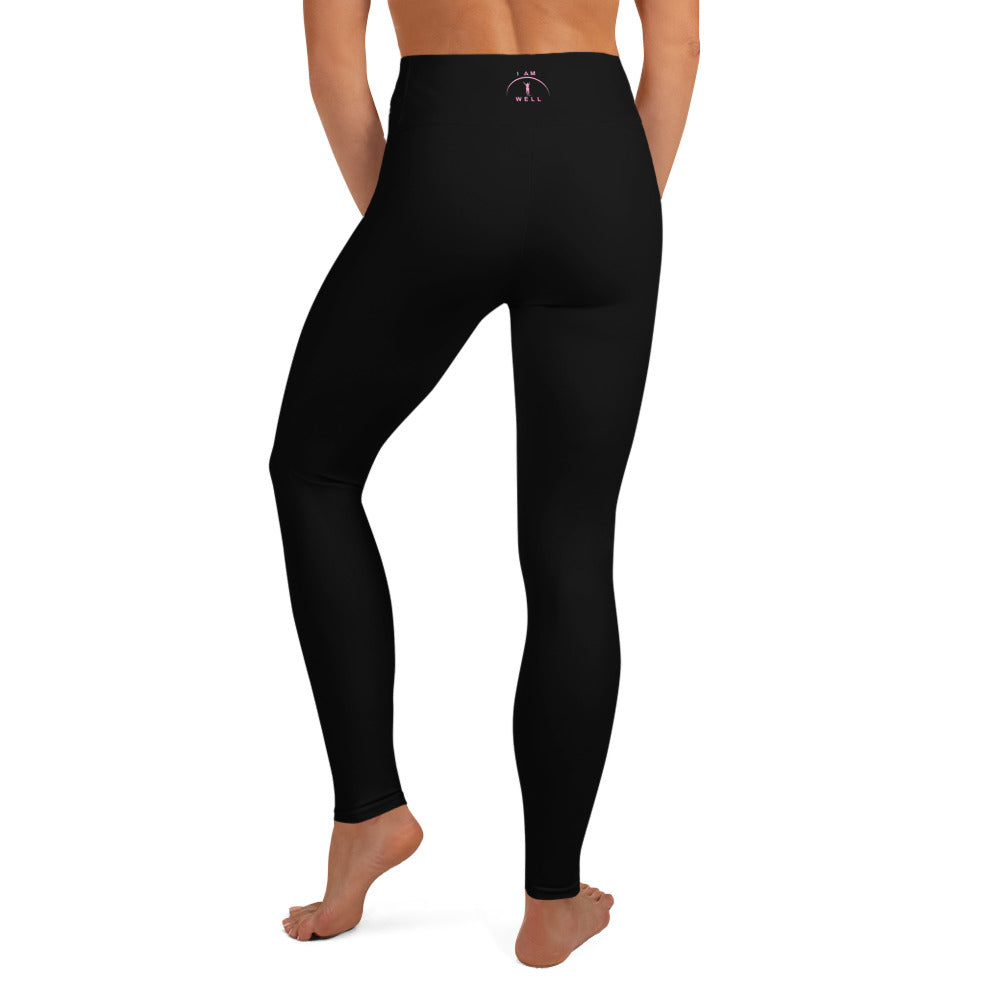 I AM WELL Women's Leggings Black w/ Pink Logo