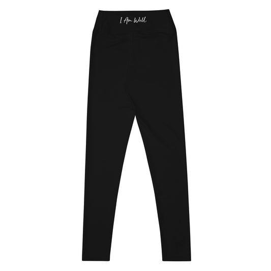 I AM WELL Women's Leggings Black w/ White Script on Back