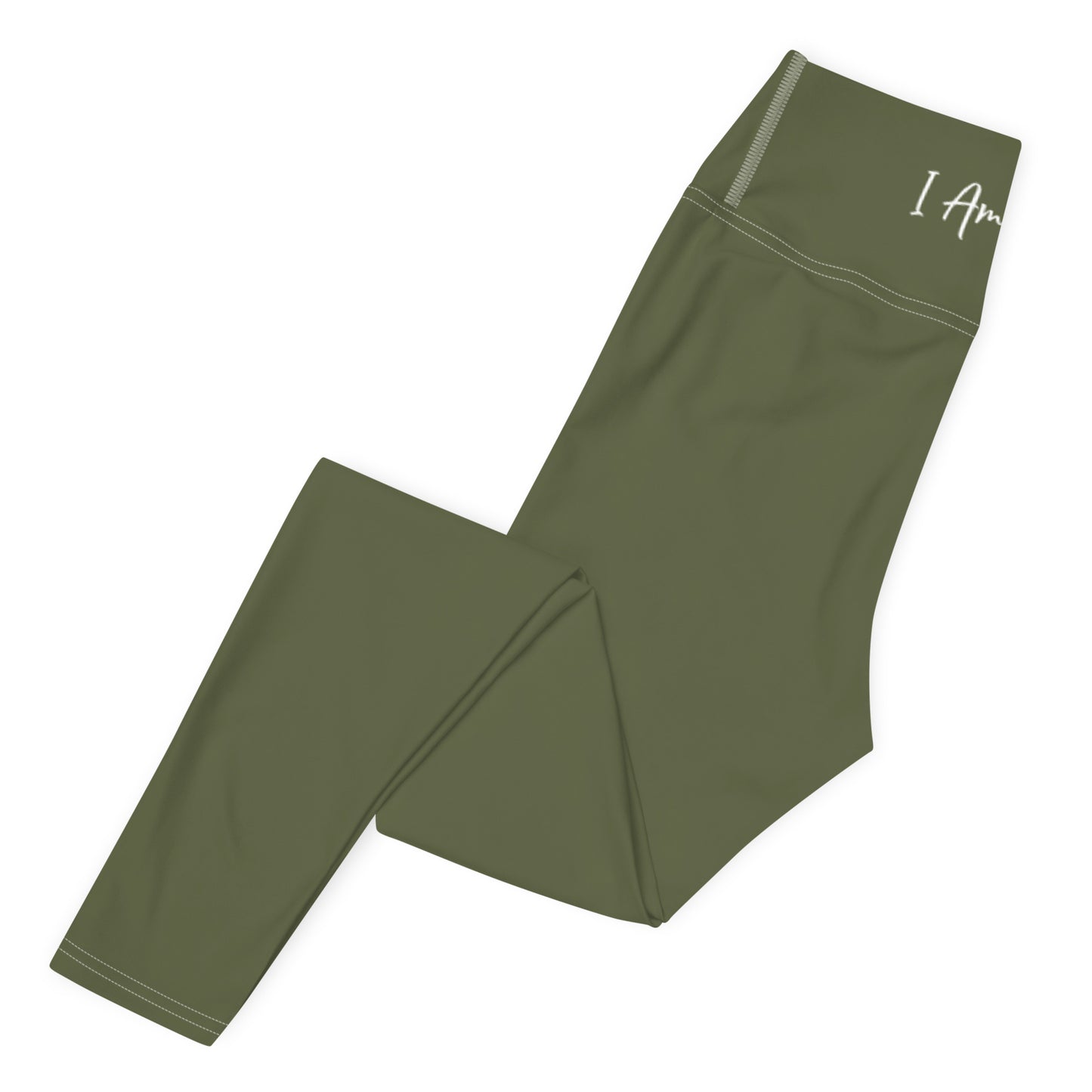 I AM WELL Women's Leggings Green w/ White Script on Back