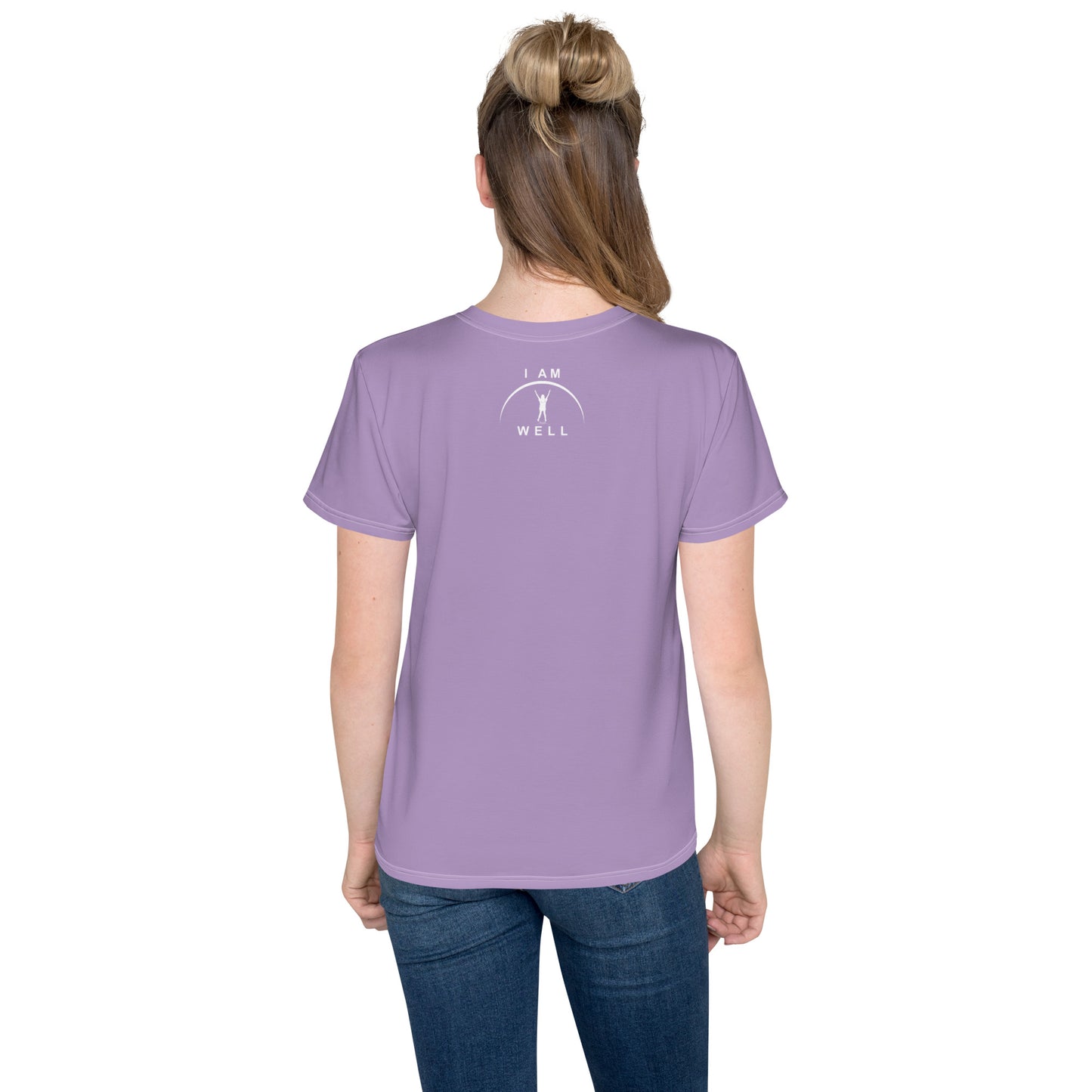 I AM WELL Young Ladies' Crew Neck T-Shirt Purple w/ White Logo