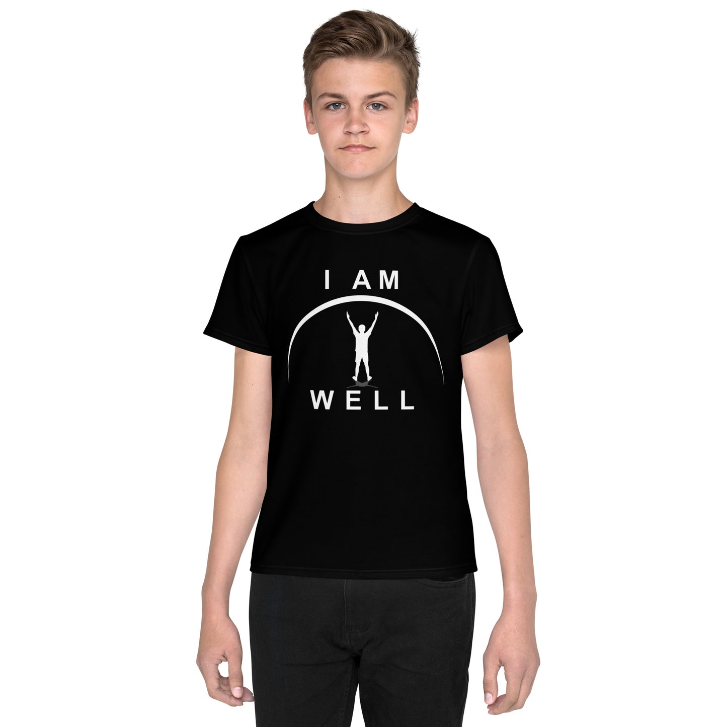 I AM WELL Young Men's Crew Neck T-Shirt Black w/ White Logo