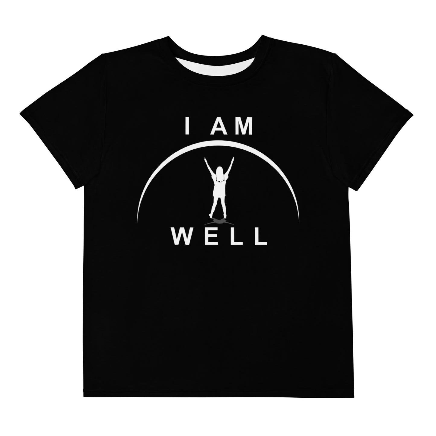 I AM WELL Young Ladies' Crew Neck T-Shirt Black w/ White Logo