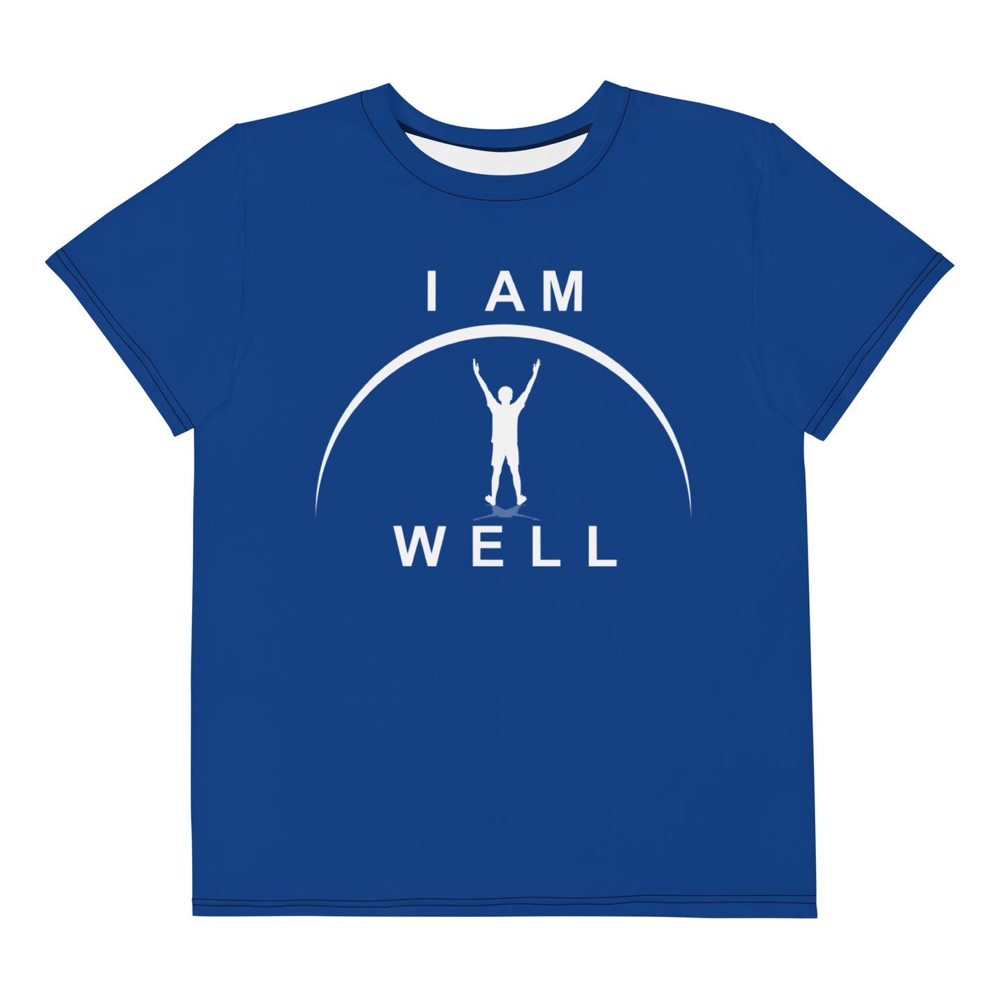 I AM WELL Young Men's Crew Neck T-Shirt Blue w/ White Logo